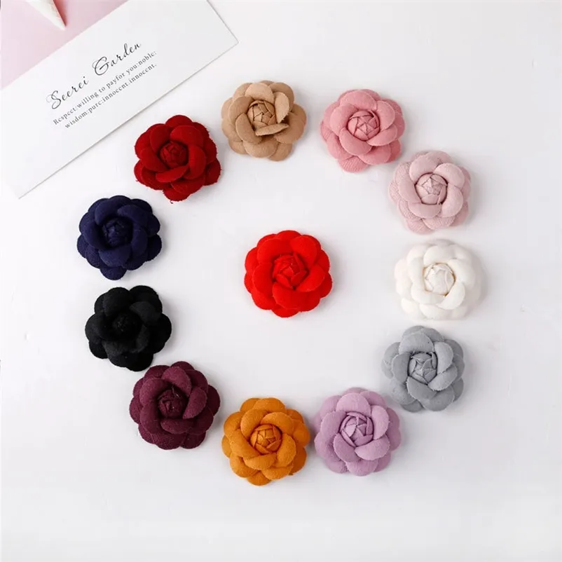 30pcs bricolage feutre fleurs accessoire accessoires de cheveux de mode fleur broche chapeaux camélia cheveux arcs 210706