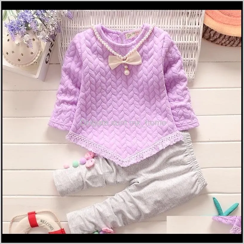 new spring autumn girls clothing children fashion clothes baby cotton cute t shirt pants 2pcs/sets kids infant casual tracksuits