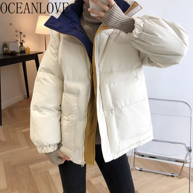 Warme winterjassen opstaande kraag dikke Koreaanse vintage mode vrouwen parka elegante mujer chaqueta tops 18632 210415