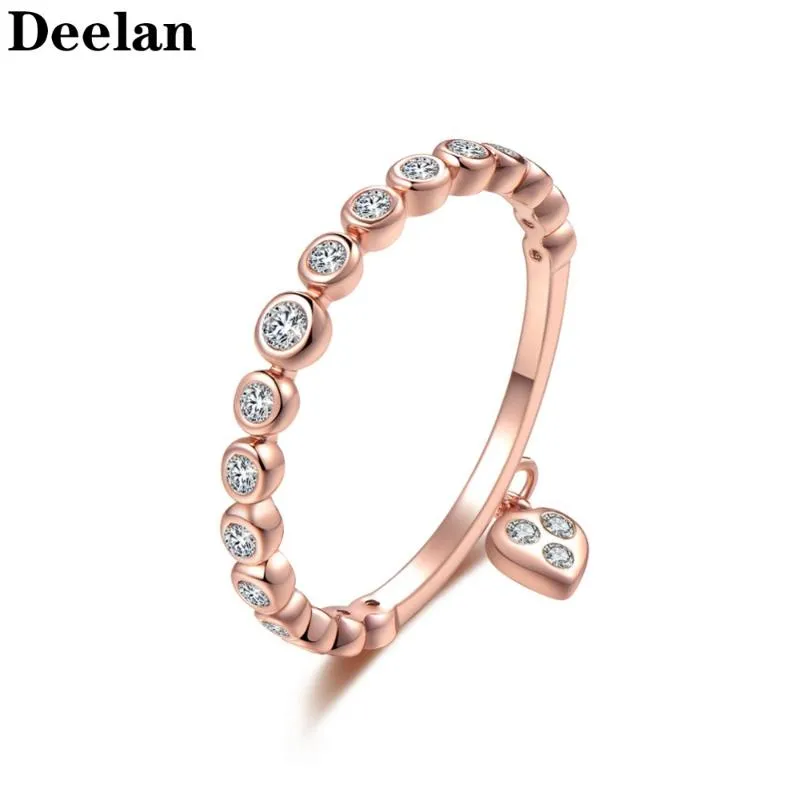 Pierścionki ślubne Deelan Pierścień dla kobiet romantyczne serce tag kryształ biżuteria walentynki zaręczyny Dziewczęce Akcesoria biżuterii