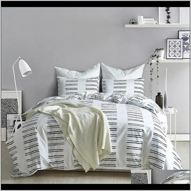 ns black stripe printed bedding sets quilt/duvet/comforter cover bedroom 3pcs holiday gift all size