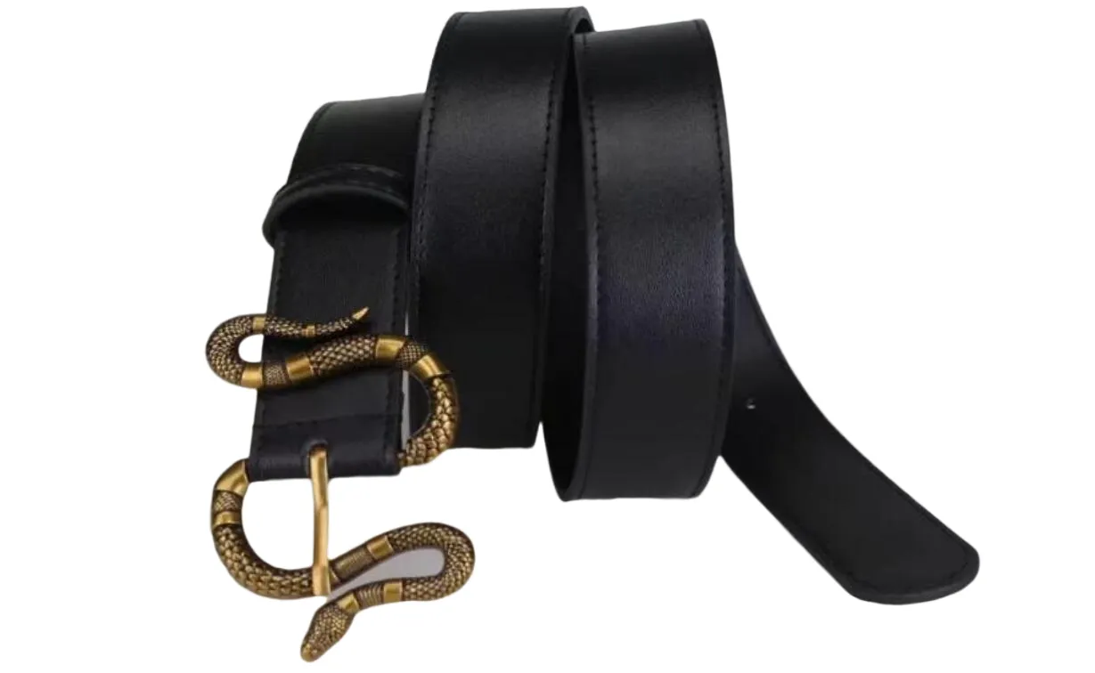 Neue schwarze Farbe Hohe Qualität Designer Mode Schlangenschnalle Gürtel Herren Damen Gürtel Ceinture für Geschenk 6a68