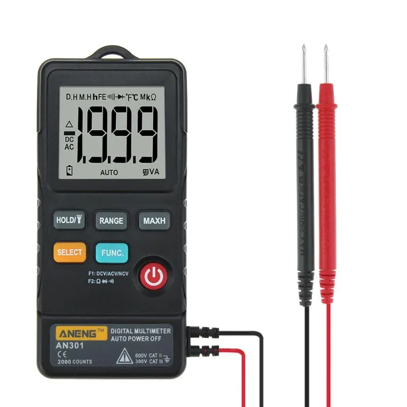 Multimeters AN301 NCV Digital Multimeter 1999 Zählungen Ture RMS Professional automatisch Multimetro AC DC Voltmeter -Widerstandstester