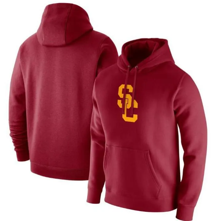 USC Trojans Heathered Grey Vintage Logo Club Fleece Pullover Hoodie UConn Huskies Sweatshirt DDD