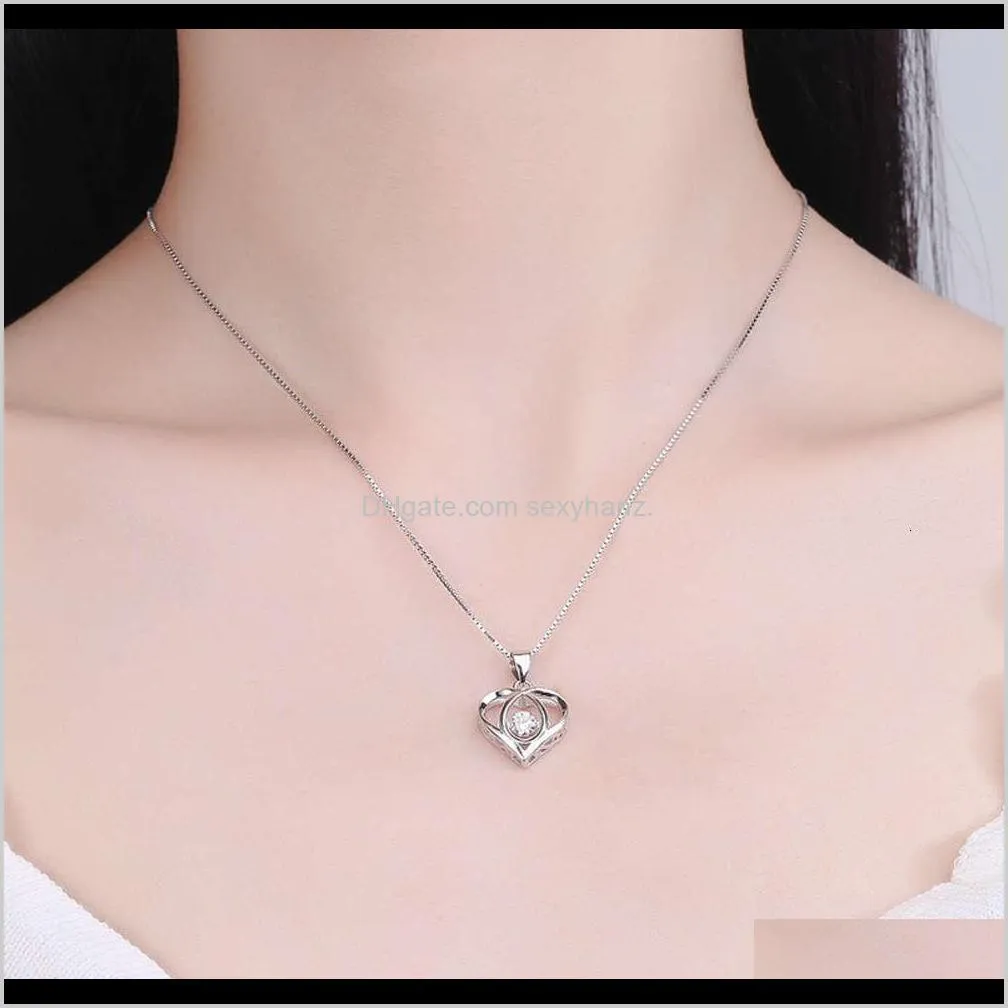 pendants simple flexible heart-shaped water drop japanese and pendant s925 pure silver love clavicle necklace women`s jewelry