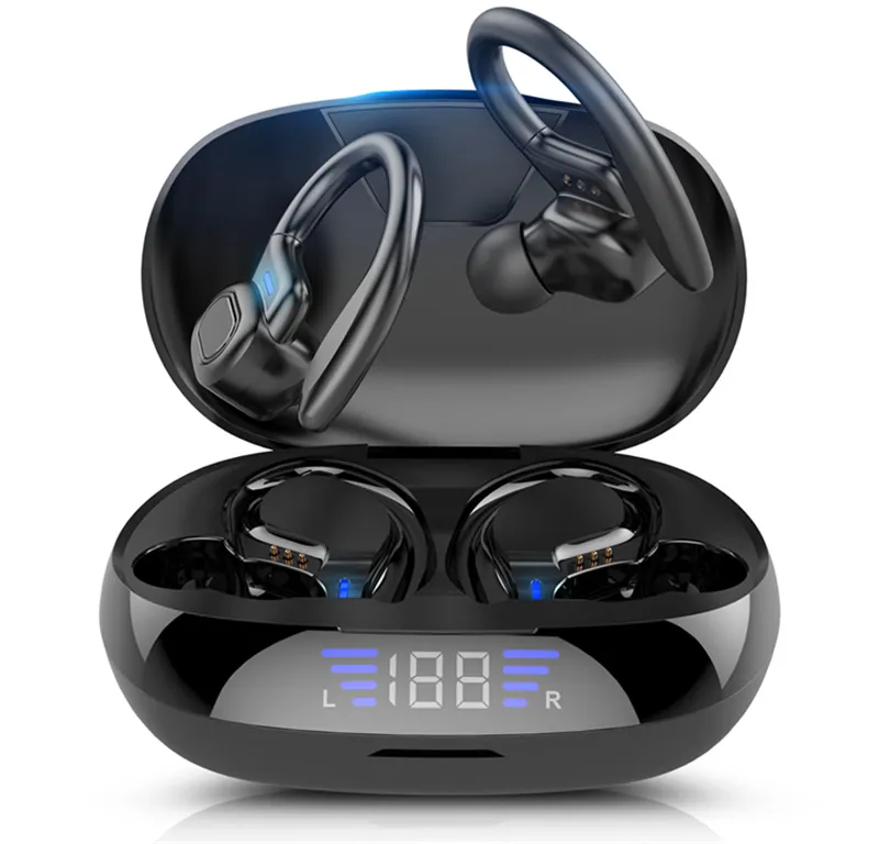 Wireless Earphones VV2 TWS Ear hook Headphone 9D Stereo Music Gaming Headset bt5.0 Touch Earbuds With Charging Box