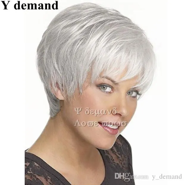 Sexy Pixie Cut Hair Short Fashion Straight White Wig Synthetic Full Afro Wigs For Black Women In Stock