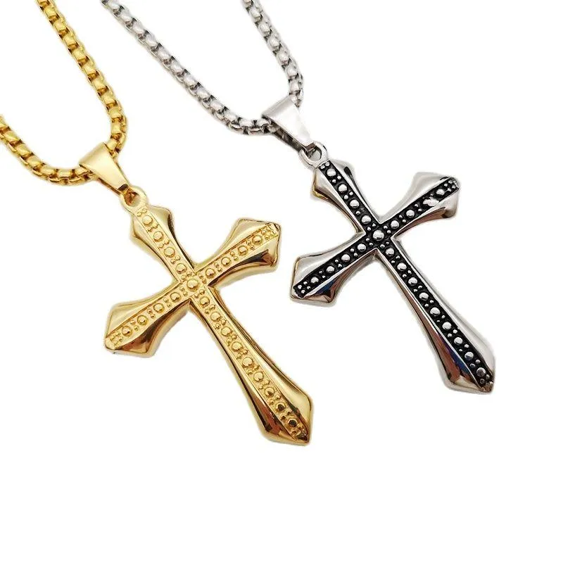 Collane pendenti 316L in acciaio inox cristiano collana croce cristiana religiosa vintage gioielli tratteggiati uomini