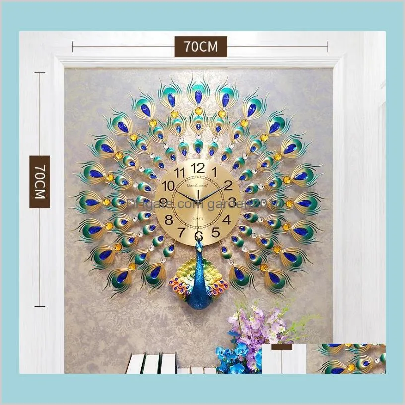 3D Peacock Wall Clock Europe Decor