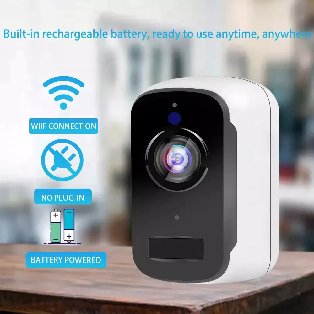 Telecamera WiFi 3MP Batteria a batteria All'aperto Sicurezza wireless Allarme PIR Allarme SD Scheda SD CCTV Video Sorveglianza Camhi