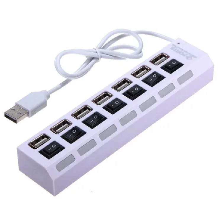 Cena fabryczna Gorący Sprzedawanie Nowe 7 Porty LED USB 2.0 Adapter Hub Power On / Off Przełącznik do laptopa PC