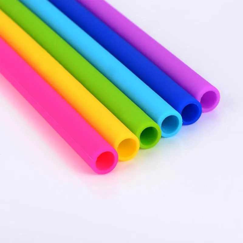 Colorful silicone drinking straws for cups food grade 25cm straight bent straw bar home RH31623