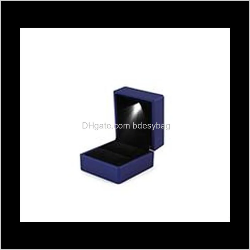2020 creative ring display box necklace pendant hold box with led lights fashion creative simple solid color cute small portable