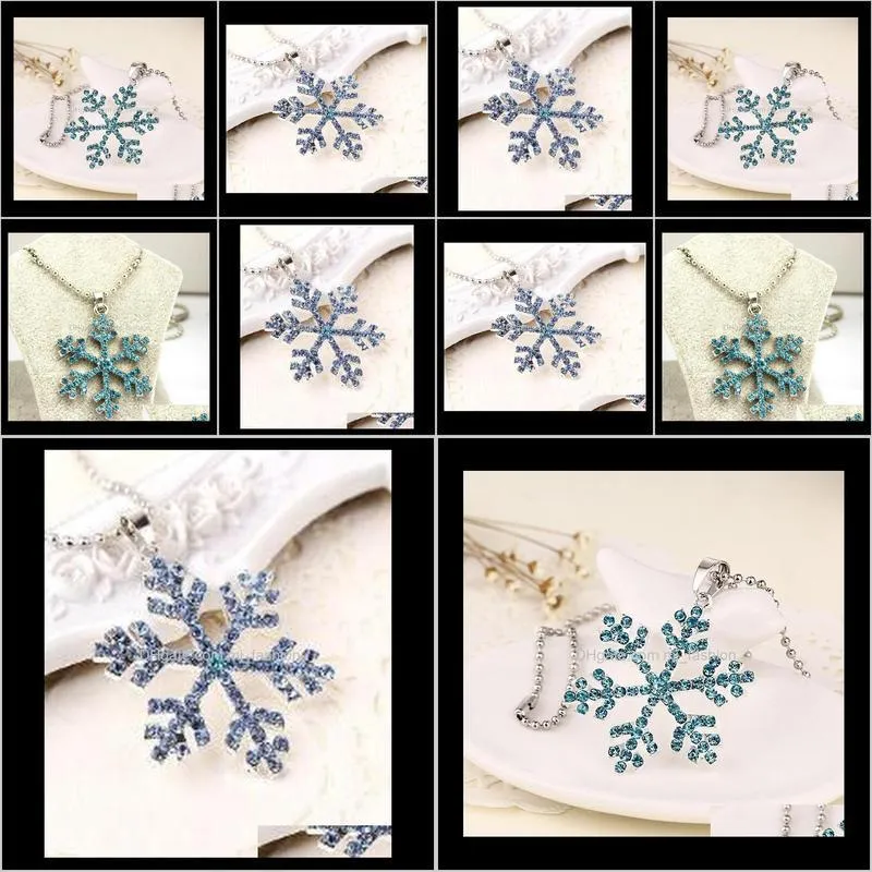 rhinestone snowflake pendant statement necklace crystal cartoon necklace ps0776