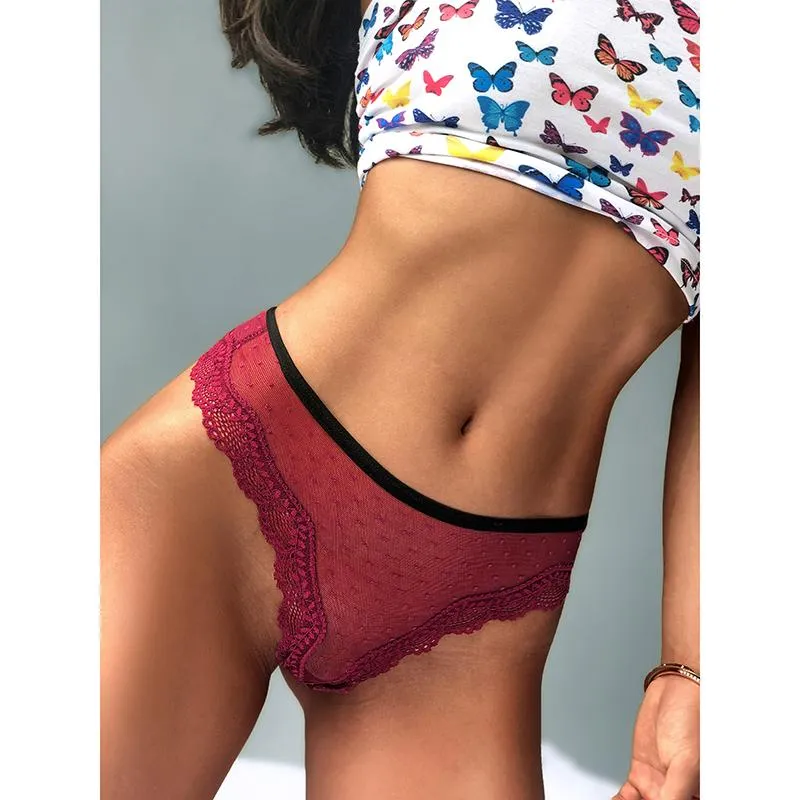 Tanga De Encaje Sexy Para Mujer, Bragas Transparentes Ahuecadas