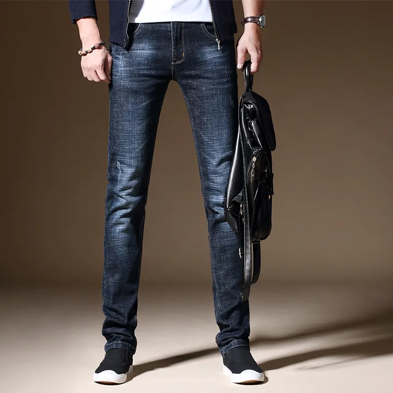 Männer Stretch Jeans Mode Business Klassische Stil Herbst Gerade Fit Jeans Regelmäßige Casual Denim Hosen Männliche Cowboy Hosen 210518