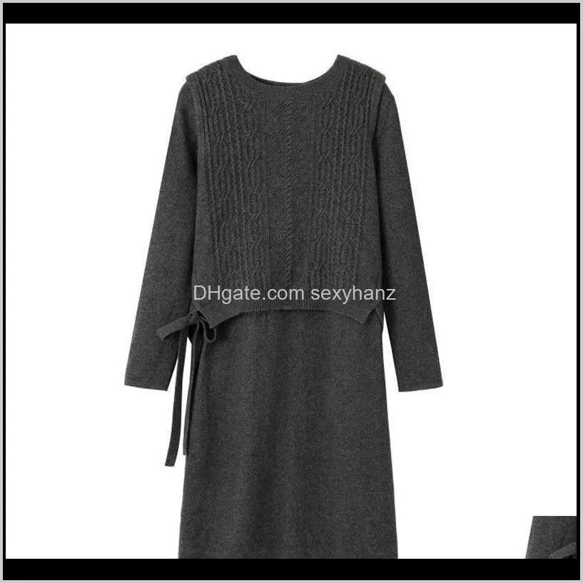a undertakes to women`s dress in the fall and winter dress two-piece long long sleeve
