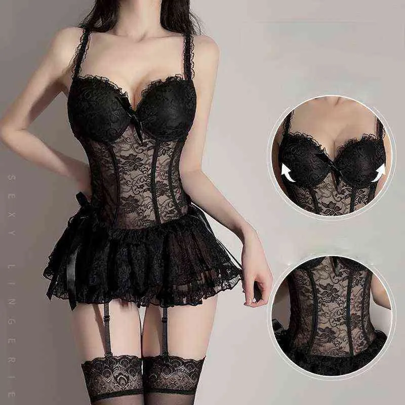 NXY Sexy set lingerie for women sexy lace dress kirt gather steel support suspender skirtSlim waistcoat Princess Dresses 1126