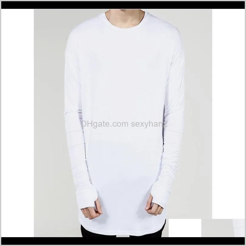 high street men`s t shirt extended t-shirt men`s clothing curved hem long line tops tees hip hop urban blank shirts