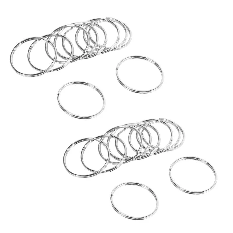 Schlüsselanhänger 20X hochwertiger 50-mm-Schlüsselanhänger mit geteiltem Ring-Set, robuster, großer Nickel-Schlüsselring mit gefedertem Reifen