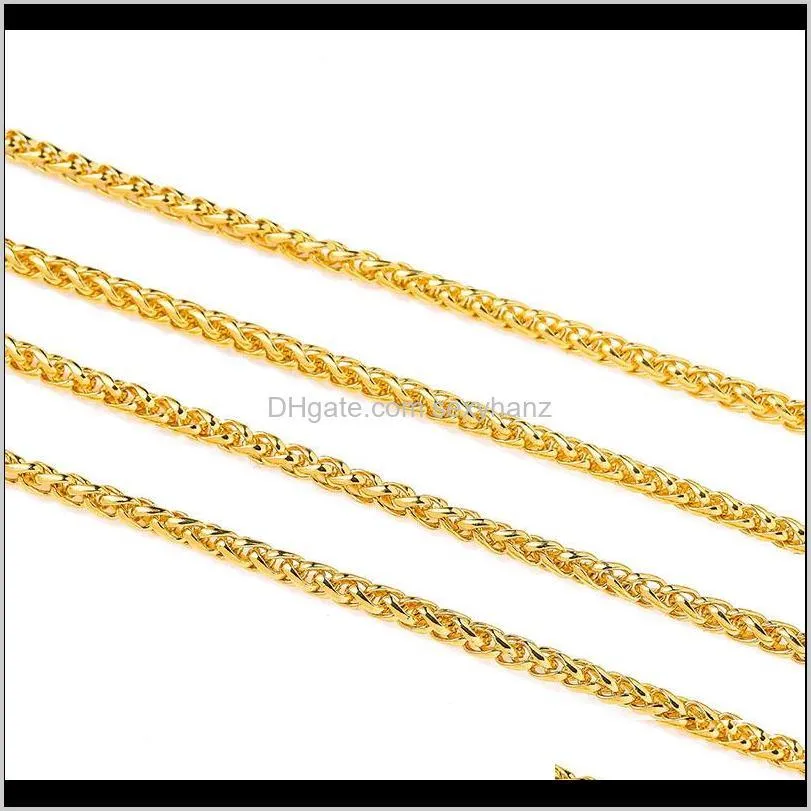 s925 silver chain hip hop necklace single chain men women hip hop twisted chain new