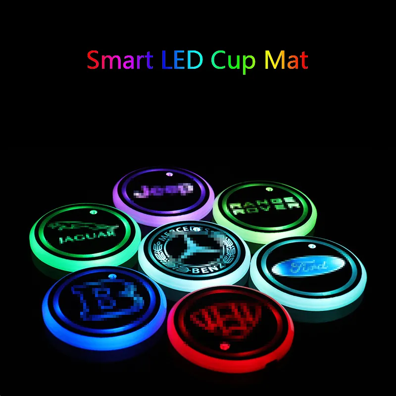 LED Automotive Cup Holders Holder Mat With Auto Logo And USB