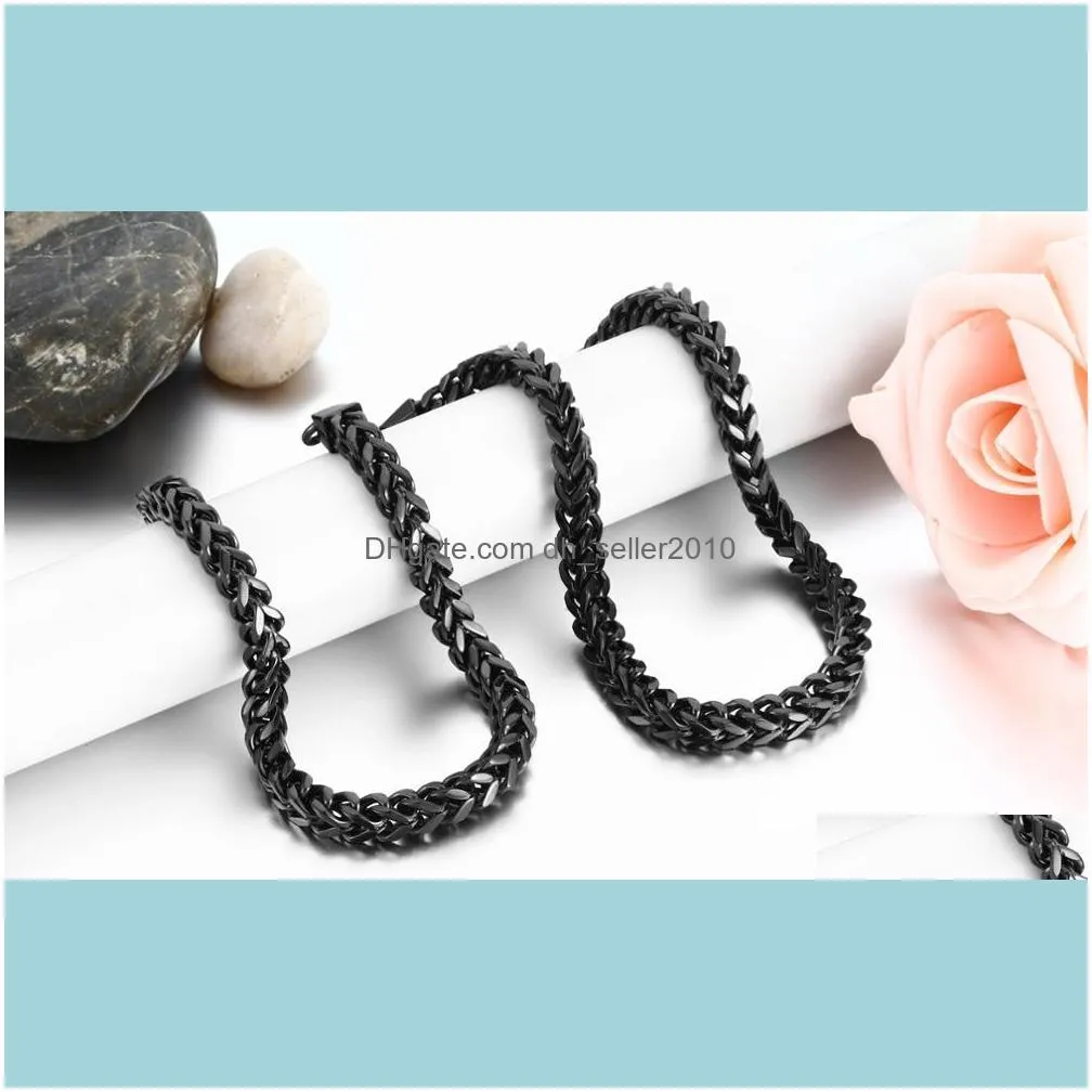 Vintage 6mm Stainless Steel Cuban Curb Link Chain Necklace Punk Black Color For Men Chains