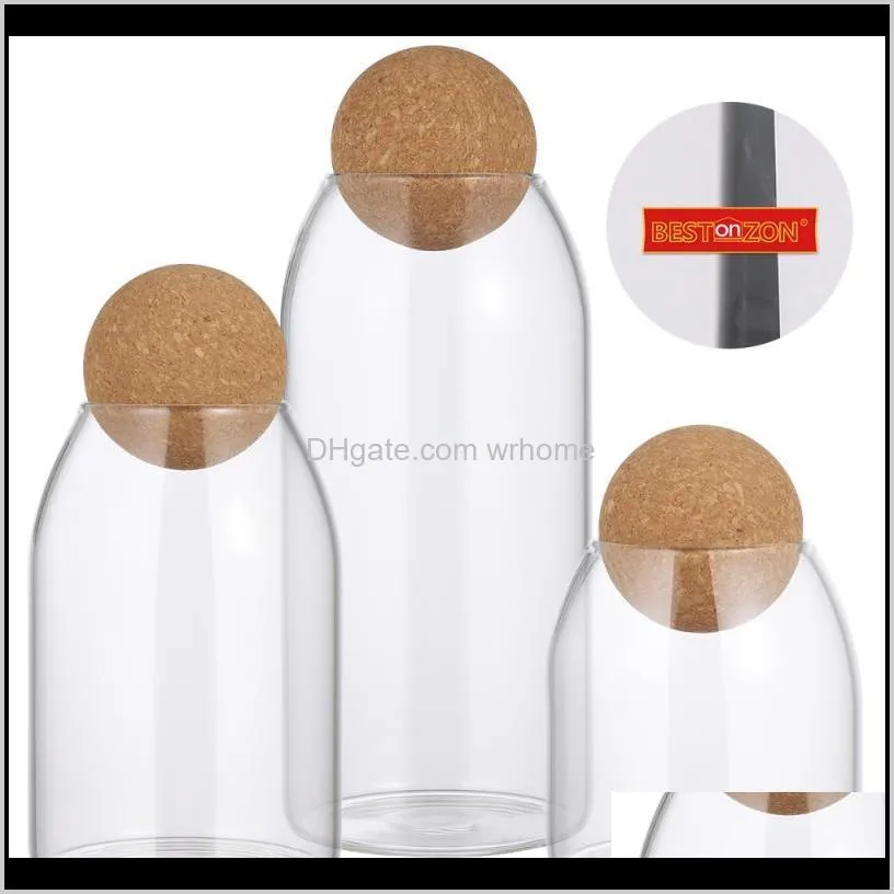 3pcs transparent glass storage tank borosilicate sealed grains container with cork bottles & jars