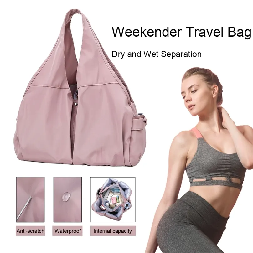 S.IKRR Weekender Travel Bag Women Big Capacity Luggage Dry and Wet Separation Sports Gym Handbag Duffel Swimming 211118