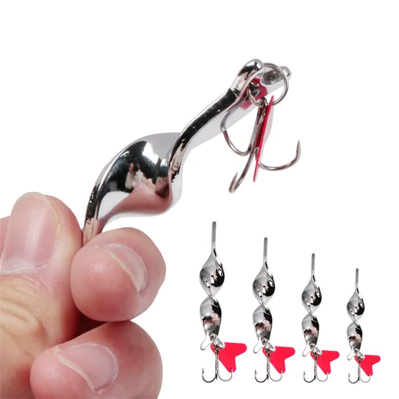 1pc 10/14/28/28g Roterande metallspinnare Sked Fiske Lure Hård Baits för öring Pike Treble Hook Tackle Snabb leverans 1178 Z2