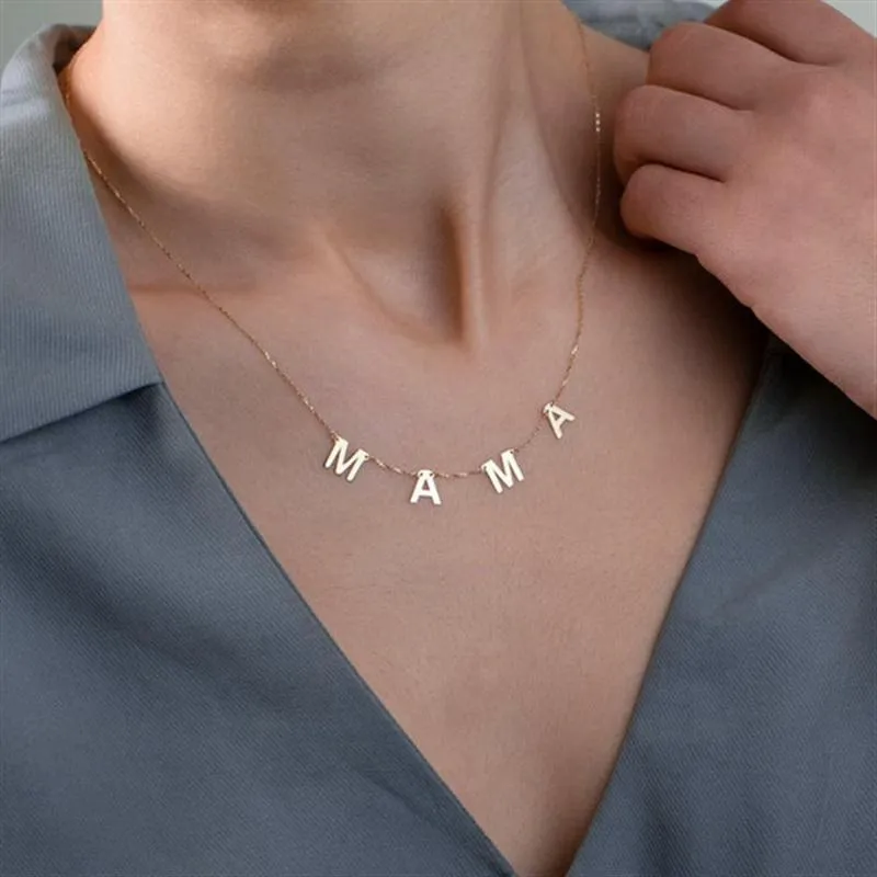 Pendant Necklaces MAMA Letters Choker Necklace Gold Silver Color Mum Charm Clavicle Chain Feminine Jewelry Mother's Day 2021 Special Gift