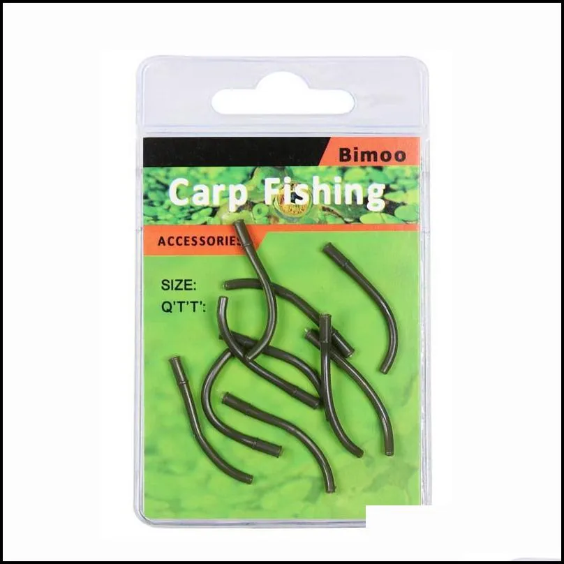 Fishing Accessories 10pcs Carp Rig Rubber Sleeve Camo Green Withy Pool Alingers Easy To Use 2-10 Hook Steamed Suit Coarse