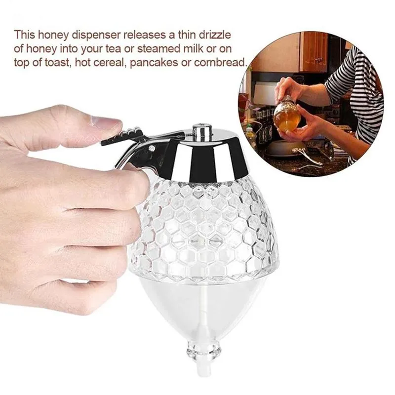 Squeeze Bottle Honey Jar Container Home Kitchen Tools Bee Drip Dispenser Kettle Storage Pot Stand Holder Juice Syrup Cup