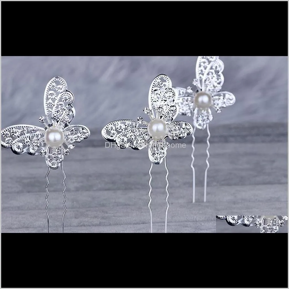 fashion jewelry 2019 top selling elegant bridal hairpins high quality wholesale custom butterfly hairpins hair clip