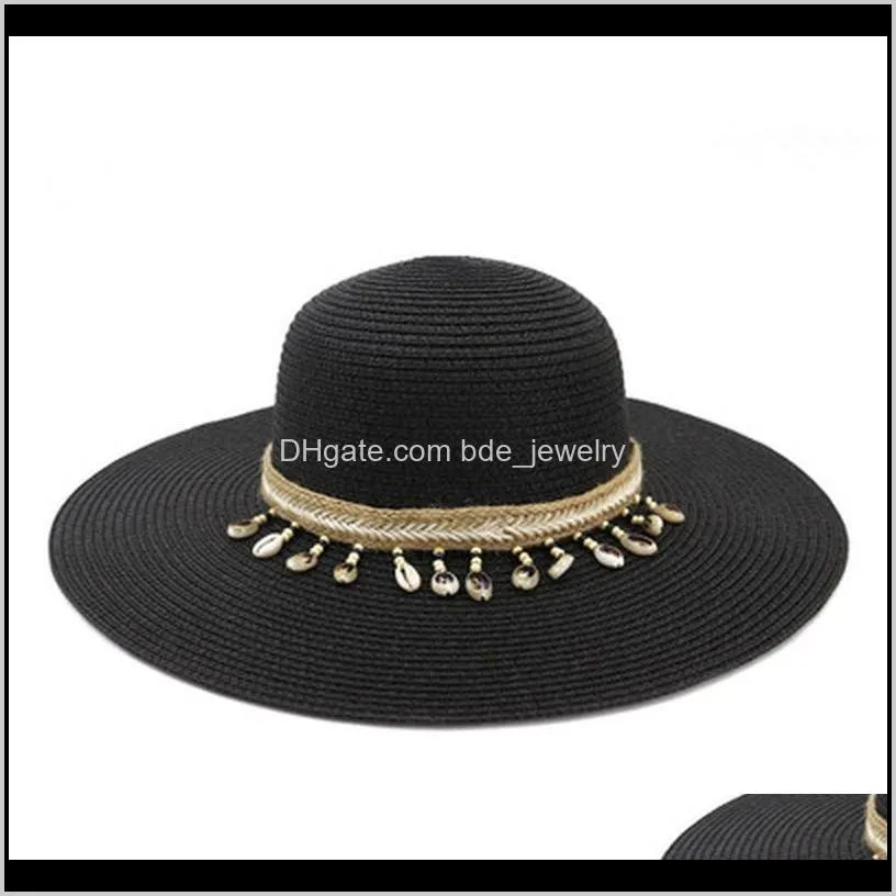 straw hats women spring summer solid big brim with chain band sun hat elegant fascinator outdoor party beach casual women hats