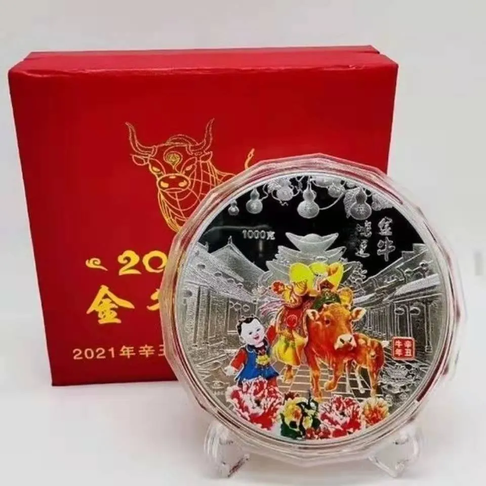 1kg Silver Chinese Coin 1000g Silver 99.99% Sztuki bydła zodiaku