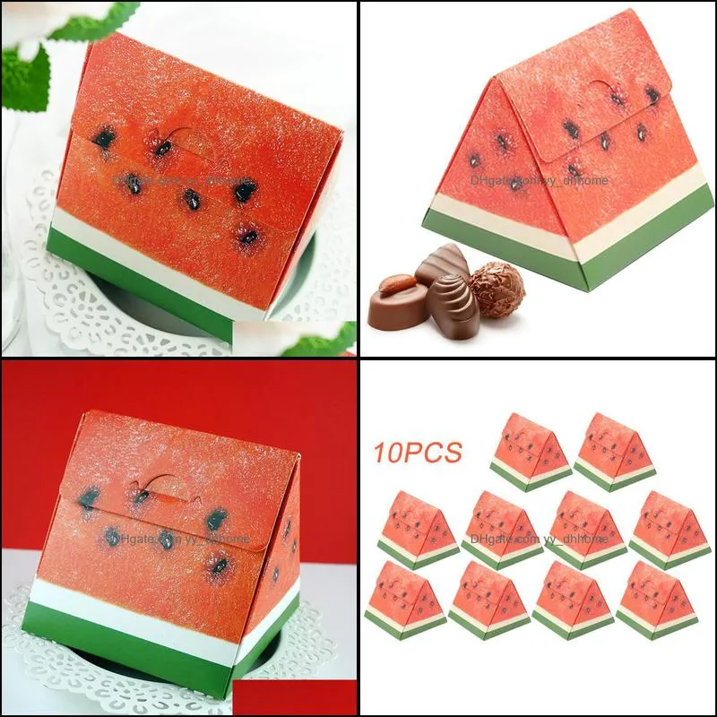 10pcs Candy Gift Case Portable Watermelon Shaped Eco Friendly Biscuits Wedding Party Cake Mousse Collapsible Dessert Packing Box