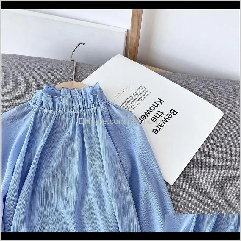 gooporson toddler girl fall clothes blue long sleeve shirt fashion korean blouse pullover cute little girls costume kids tops 210305