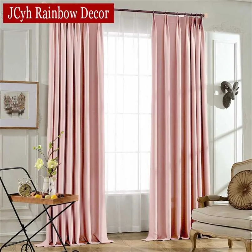 Modern blecautas cor-de-rosa cortinas para sala de estar quarto térmico térmico isolado janela de cortina de cortina de cor sólida cortinas 90% 211203