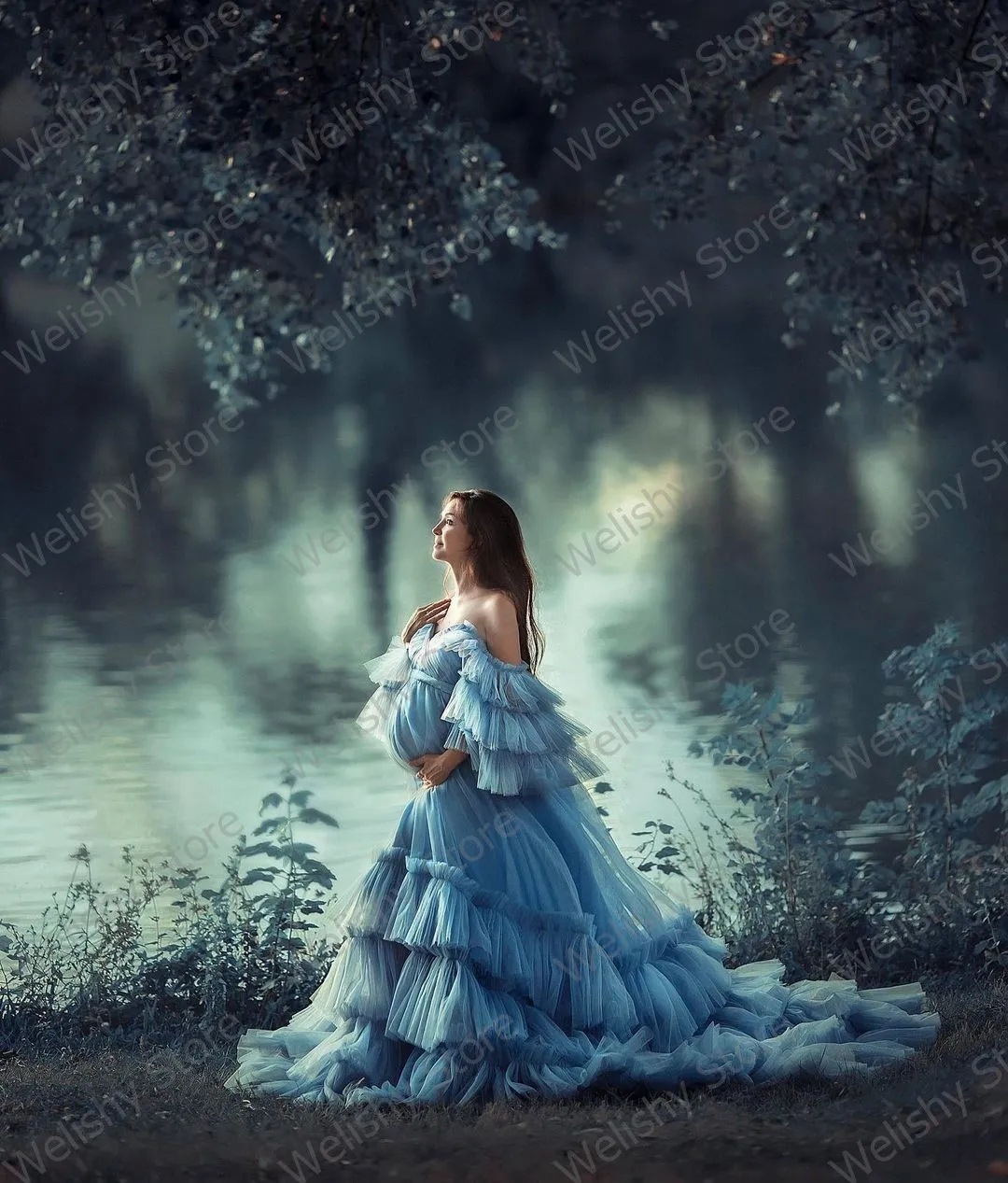 Sky Blue Maternity Dress, A Line Off Shoulder Tulle... From Newdeve, $90.46 | DHgate.Com Sky Blue Maternity Dress, A Line Off Shoulder Tulle... From Newdeve, $90.46 | DHgate.Com