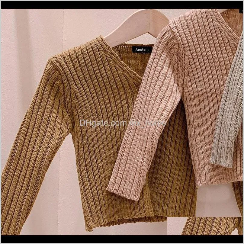 autumn new girl single breast knitwear v neck boys long sleeve sweater toddler baby knit cardigan 201104