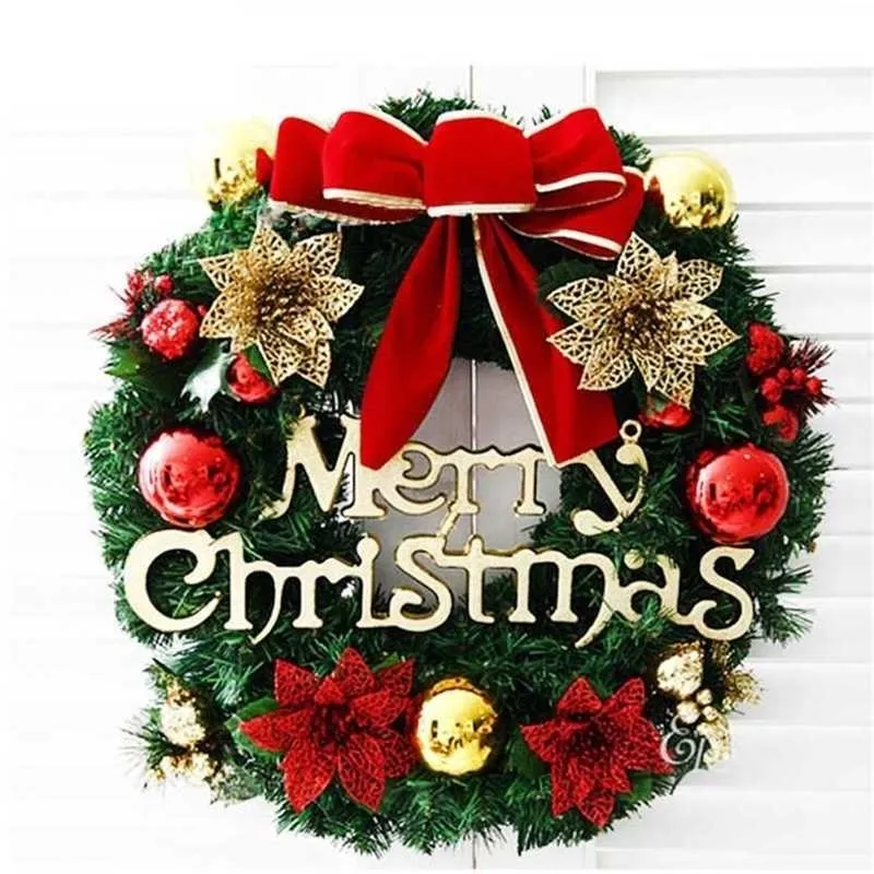 クリスマスの装飾の花輪のドアぶら下がっている窓の壁の装飾品年の家の装飾の休日の供給Supplies Navidad 211104