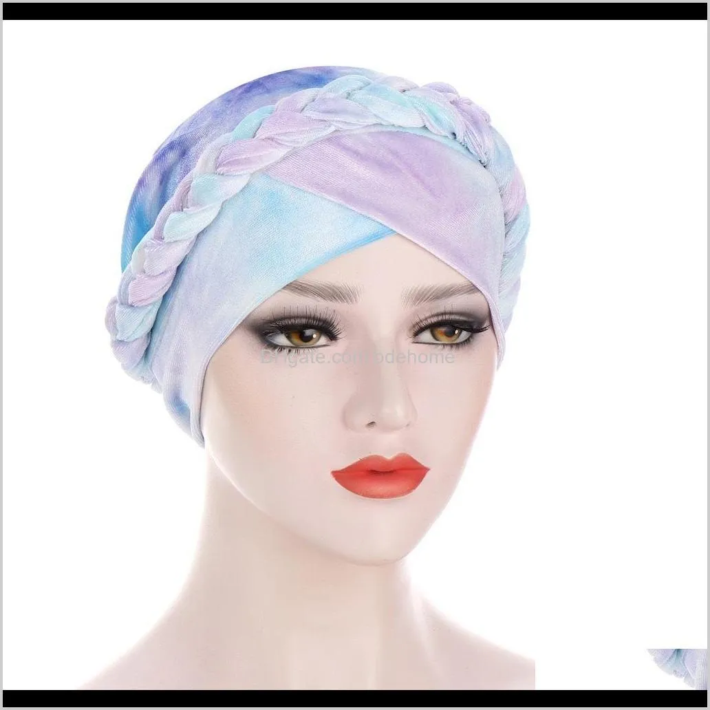 women braid india hat muslim ruffle cancer chemo beanie turban wrap cap stretch turban hat loss head scarf wrap hijib cap