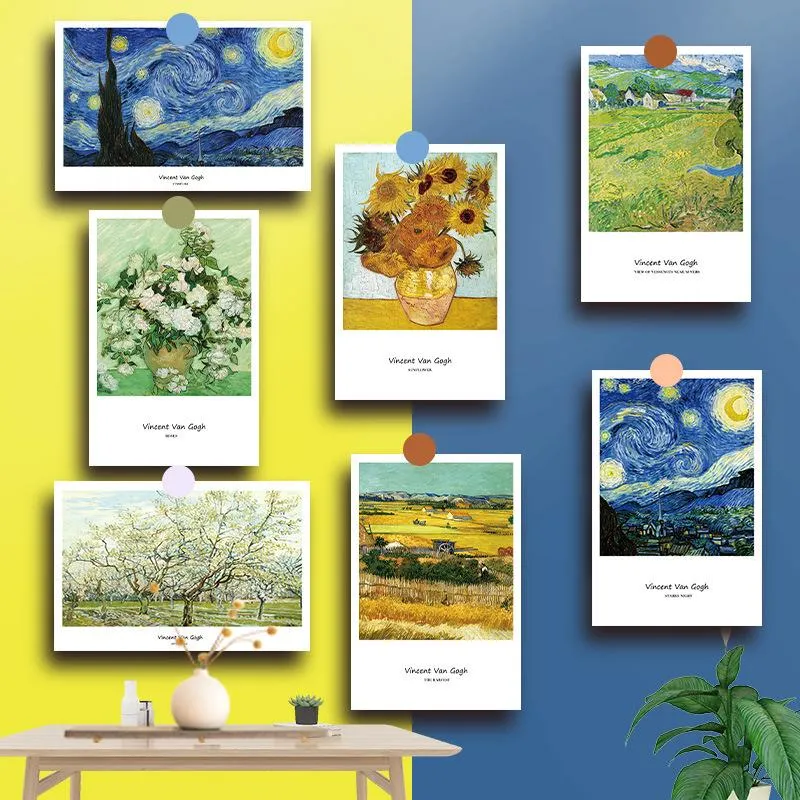 Greeting Cards 15pcs/set Pastoral Abstract Decoration Card Gift Wall Postcard Po Frame Painting Sticker Home Aart Famous