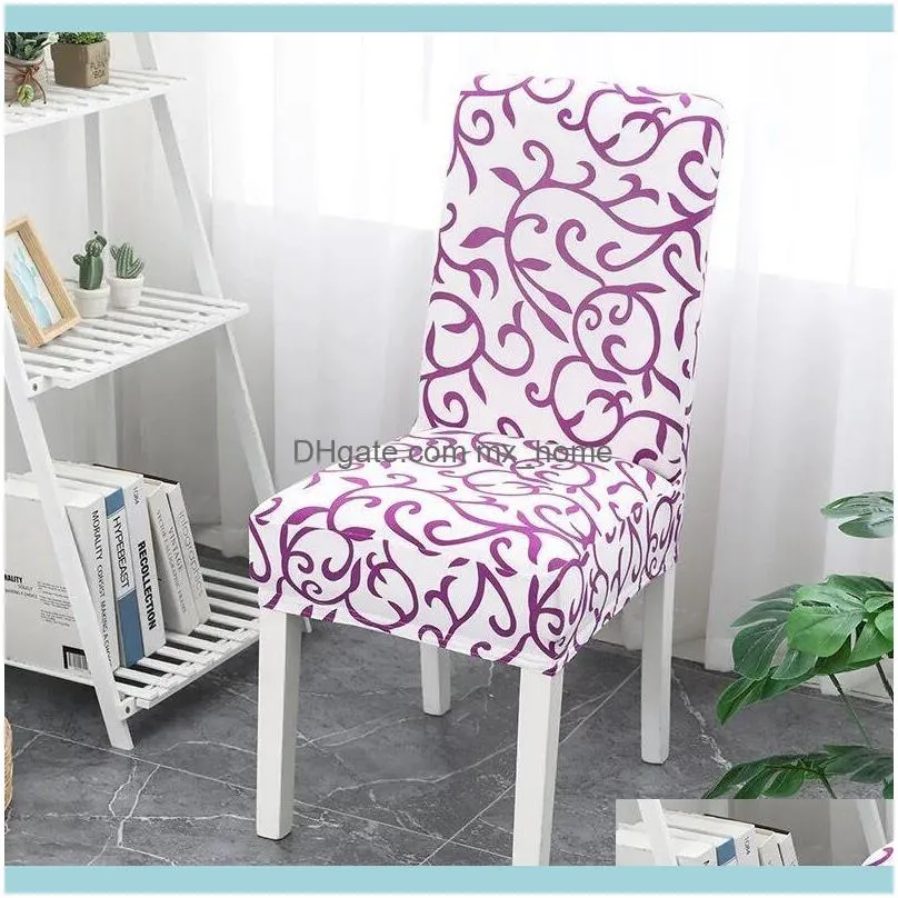 Chair Covers Flower Printed Geometric Kitchen Spandex Elastic Stretch Decoration Dining Seat Cushion Anti-dirty