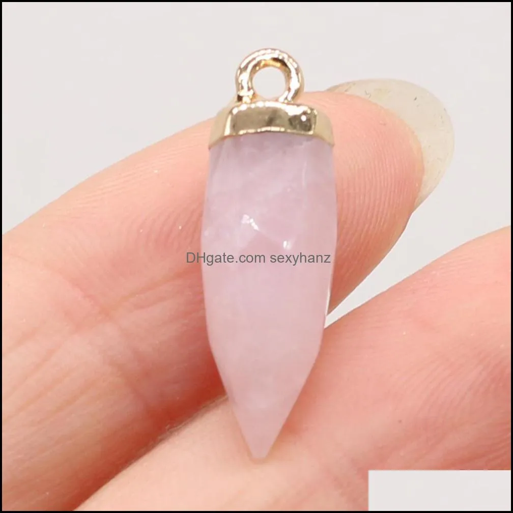 pendulum Chakra stone Pendant healing Crystal Reiki Charms for Necklace jewelry making Amethyst Rose Quartz Bead Point ACC