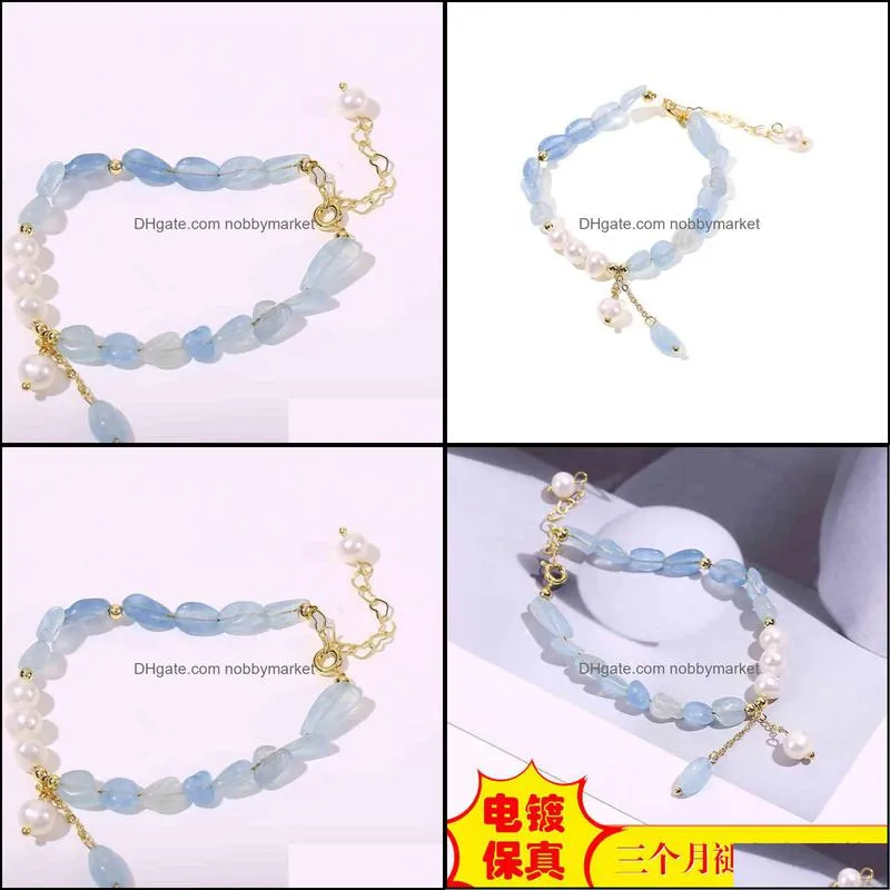 2021 new sea blue freshwater pearl bracelet simple temperament jewelry direct sale