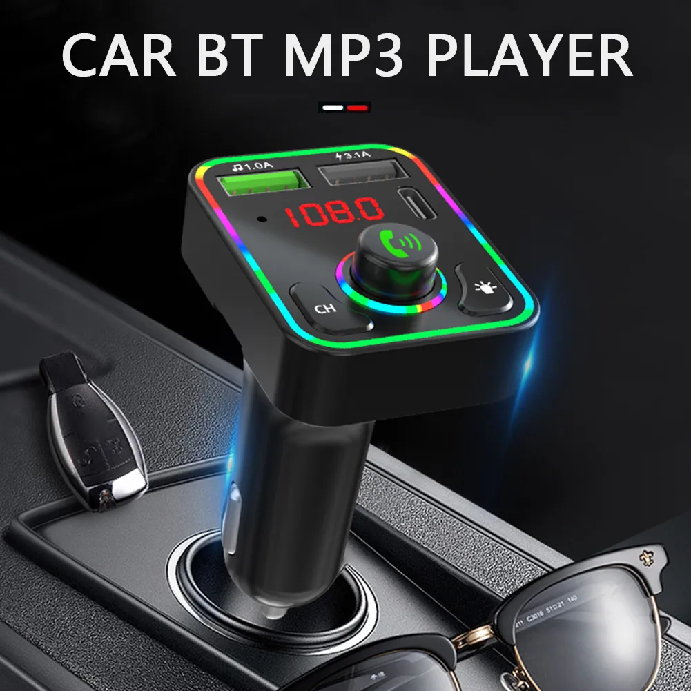 Trasmettitore FM Bluetooth Adattatore radio wireless Kit vivavoce per auto 3.1A Porta USB PD Tipo C Caricatore rapido