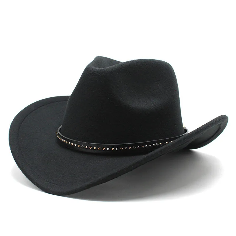 Hiver Femmes Hommes Noir Laine Fedora Chapeau Chapeu Western Cowboy Chapeau Gentleman Jazz Sombrero Hombre Cap Élégant Lady Cowgirl Chapeaux 220217