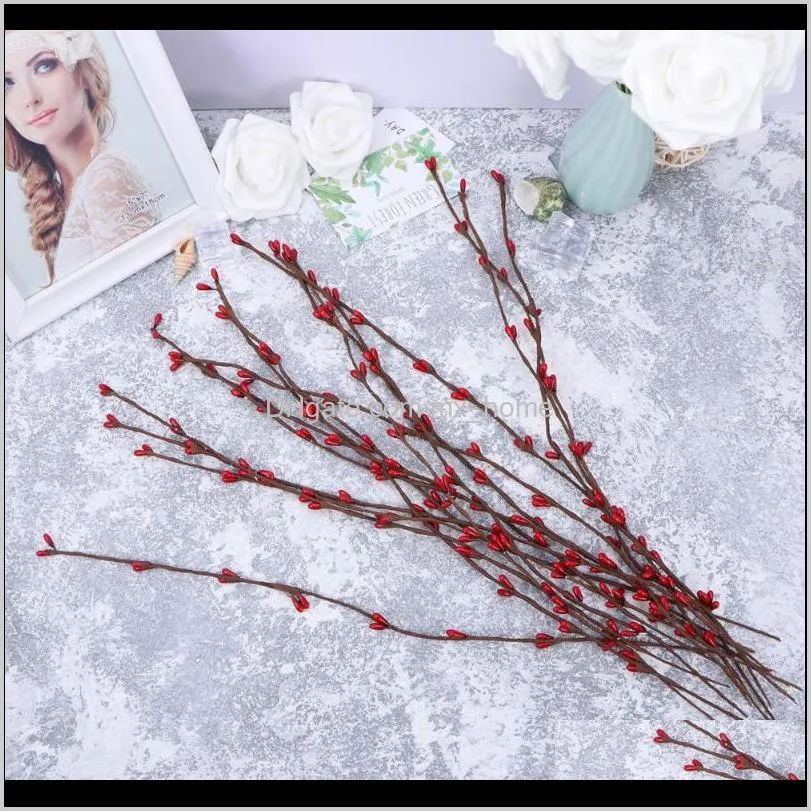 pcs 40cm artificial red berries rattan fruit berry flower christmas diy home decor ornament for vase basket wreath decorative flowers &